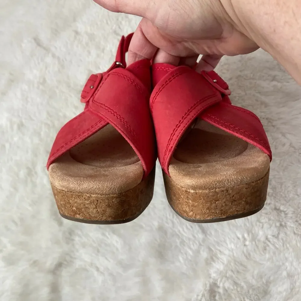Clarks Nerisa Pace Cherry Nubuck Sandals Size 7